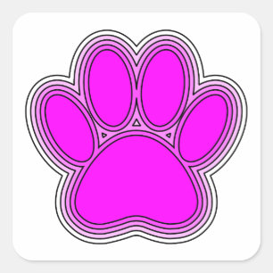 Adesivo Quadrado Pata De Cães A Rosa Com Descrições