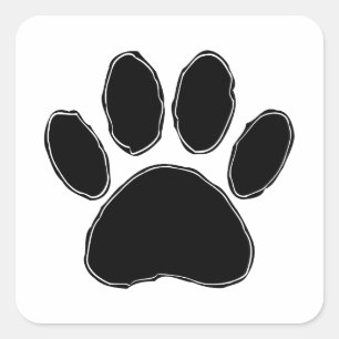 Adesivo Quadrado Pata De Cão Desenhando Em Preto