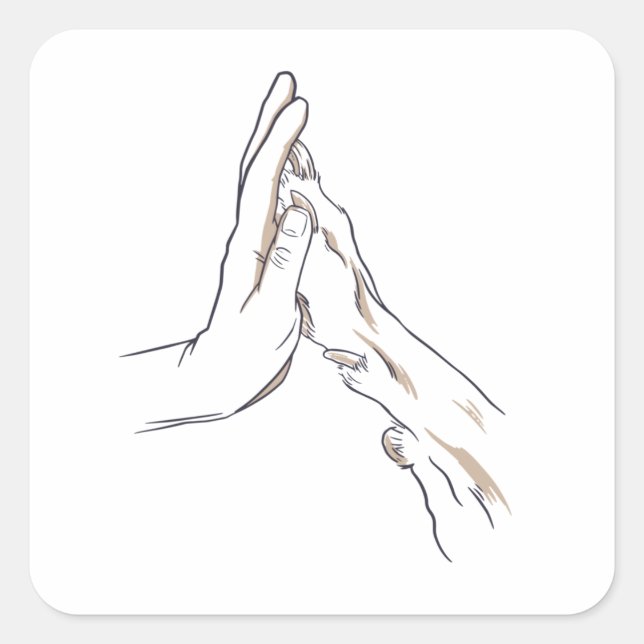 Adesivo Quadrado Pata de Mão e Cão (Frente)