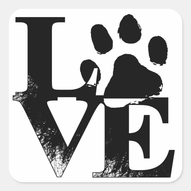Adesivo Quadrado Pata Simples De Amor De Pet (Frente)