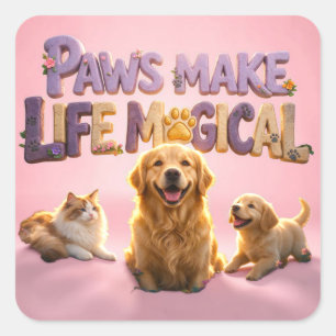 Adesivo Quadrado Patas,Amante de Cachorro Gato Filhote Pet
