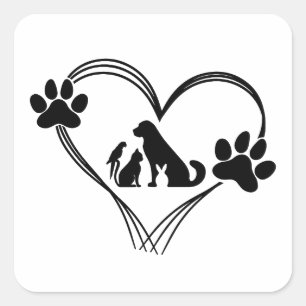 Adesivo Quadrado Patas de Love Pets