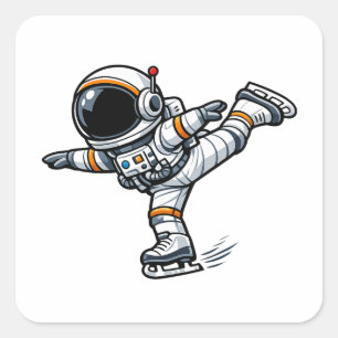 Adesivo Quadrado Patinação Artística de Astronauta