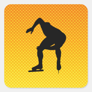 Adesivo Quadrado Patinador de velocidade amarelo alaranjado