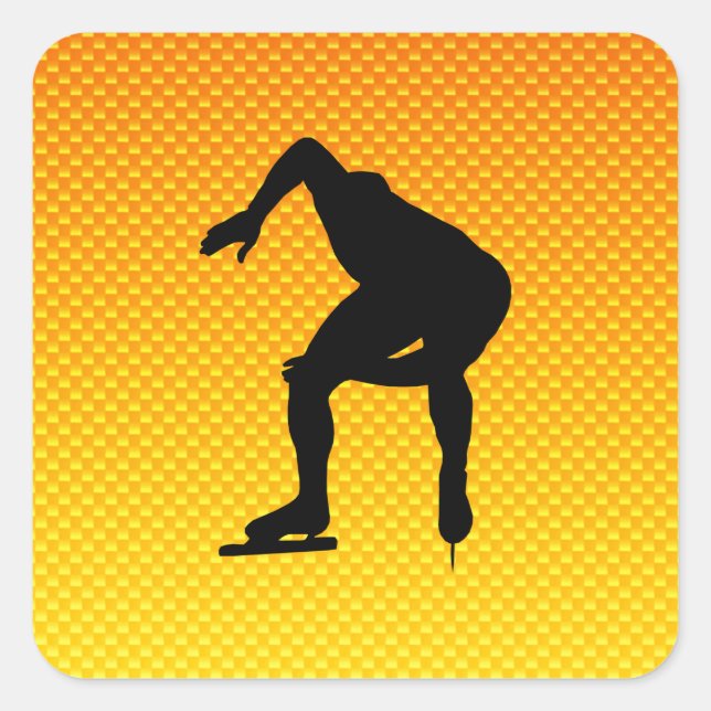 Adesivo Quadrado Patinador de velocidade amarelo alaranjado (Frente)