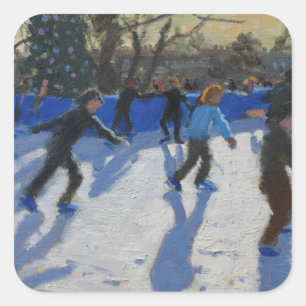 Adesivo Quadrado Patinadores de gelo Natal Fayre Fair Hyde Park
