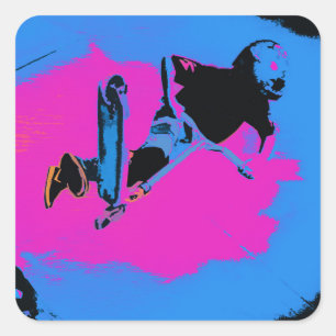 Adesivo Quadrado Patinete de dublagem de ar alto voador