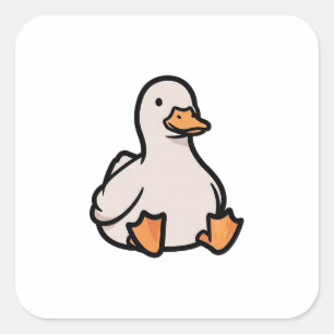 Adesivo Quadrado Pato Aconchegante – Ilustração de Animal Neutro e