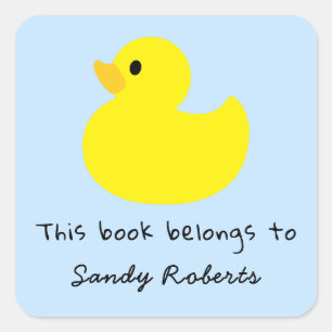 Adesivo Quadrado Pato amarelo - este livro pertence a