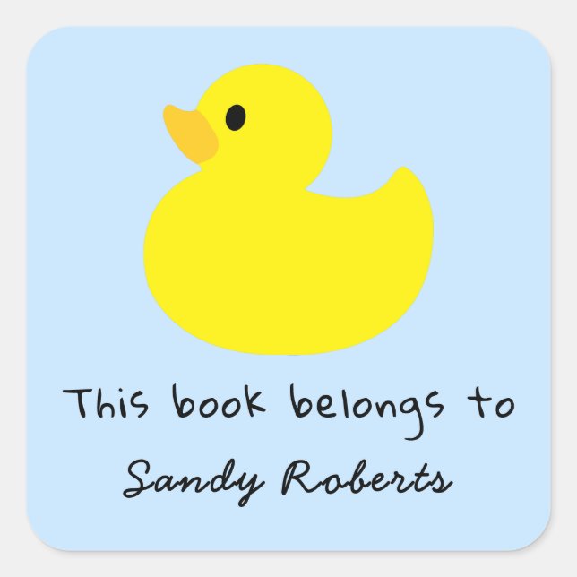 Adesivo Quadrado Pato amarelo - este livro pertence a (Frente)