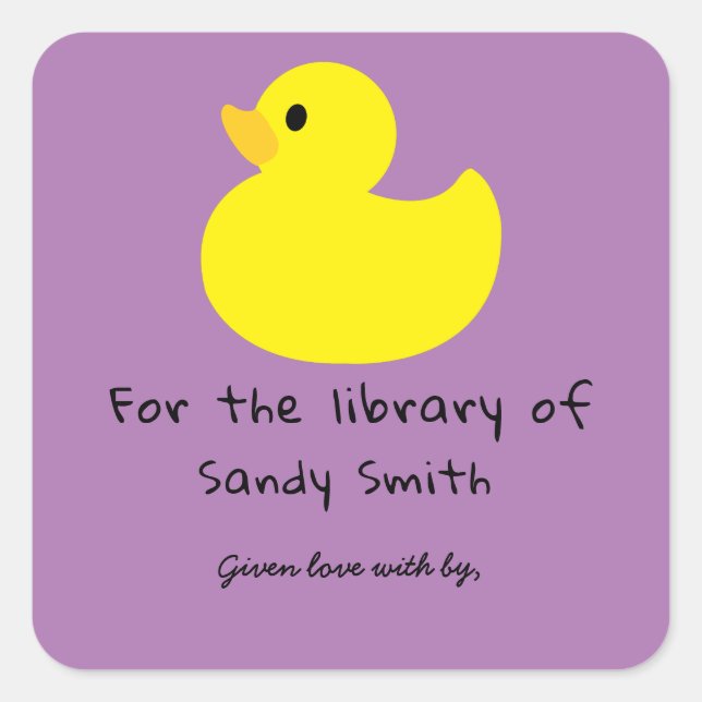 Adesivo Quadrado Pato amarelo - para a biblioteca de (Frente)