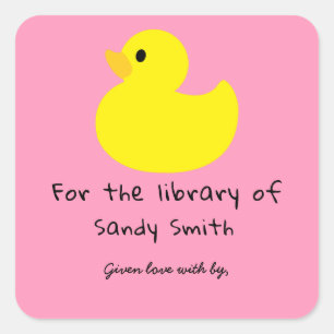 Adesivo Quadrado Pato amarelo - para a biblioteca de