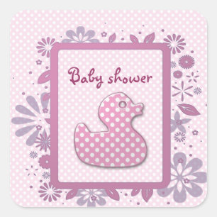 Adesivo Quadrado pato bebê rosa