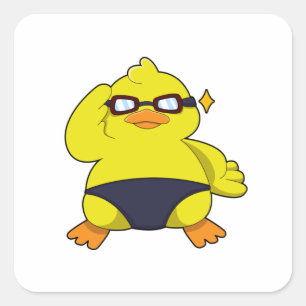 Adesivo Quadrado Pato com óculos de sol