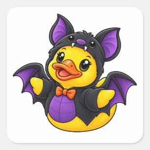 Adesivo Quadrado Pato de Borracha Fantasia de Morcego Halloween