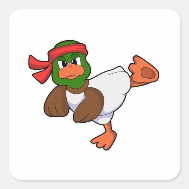 Adesivo Quadrado Pato de Karate em artes marciais (Frente)