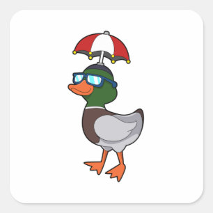 Adesivo Quadrado Pato em chuva com guarda-chuva.PNG