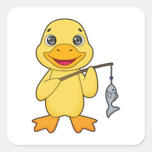 Adesivo Quadrado Pato Pesca Pescado
