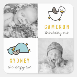 Adesivo Quadrado Patos Brincadinhos Novos Bebês Foto-Sticker