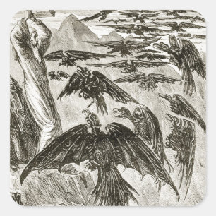 Adesivo Quadrado Patrick e os pássaros demônios, de "As Trias T