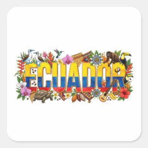 Adesivo Quadrado Patrimônio do Equador - Vida Selvagem, Cultura e T