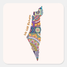 Adesivo Quadrado Patrimônio no Mapa da Palestina