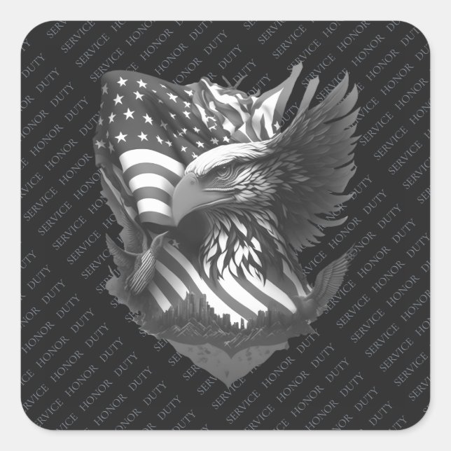 Adesivo Quadrado Patriotic Appreciation Thank You Military Veterans (Frente)