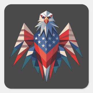 Adesivo Quadrado Patriotic Bald Eagle Origami Style EUA