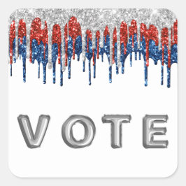 Adesivo Quadrado Patriotic Glitter Drip Border Vote