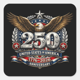 Adesivo Quadrado Patriotic Silver Semiquincentennial Emblem