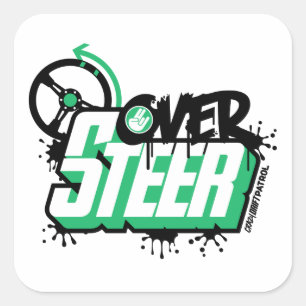 Adesivo Quadrado Patrulha louca da tração - Oversteer (verde)
