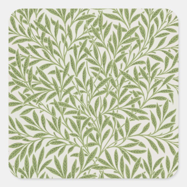 Adesivo Quadrado Pattern of green leafy branches  (Frente)