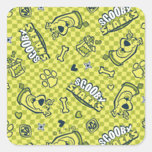 Adesivo Quadrado Patterno do Verificador do Scooby Snacks Galore