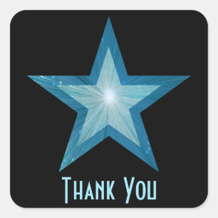 Adesivo Quadrado Pau azul Star "Obrigado" preto