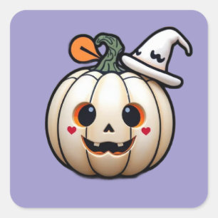 Adesivo Quadrado Pau de Abóbora do Halloween - Estilo Kawaii