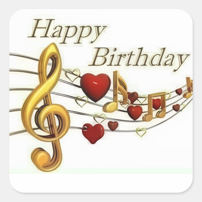 Adesivo Quadrado Pau de aniversário feliz (Frente)