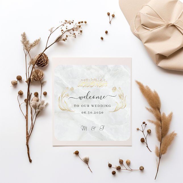 Adesivo Quadrado Pau de Casamento Quadrado Bem-vindo ao Nosso Dia (Criador carregado)