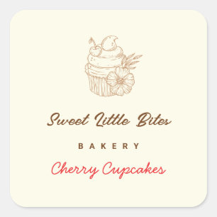 Adesivo Quadrado Pau de Cupcake de cerejeira de picadas doce