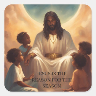 Adesivo Quadrado Pau de Natal Africano de Jesus Negro