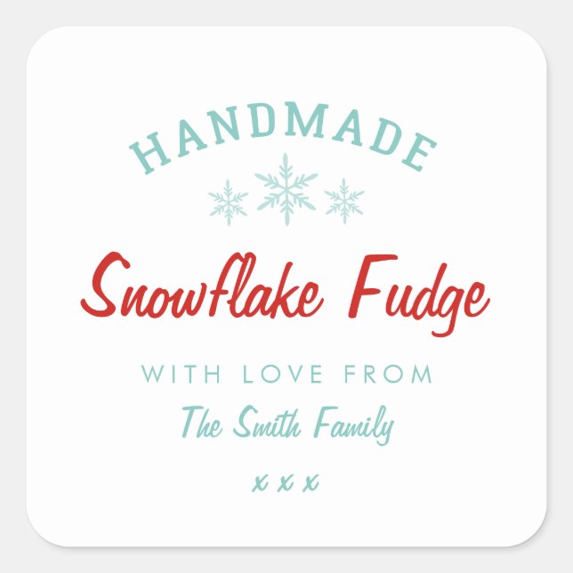 Adesivo Quadrado Pau de neve de Natal caseiro (Frente)