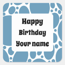 Adesivo Quadrado Pau de quadrado azul de aniversário feliz