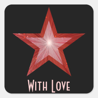 Adesivo Quadrado Pau quadrado "Com amor" da Estrela Vermelha preto