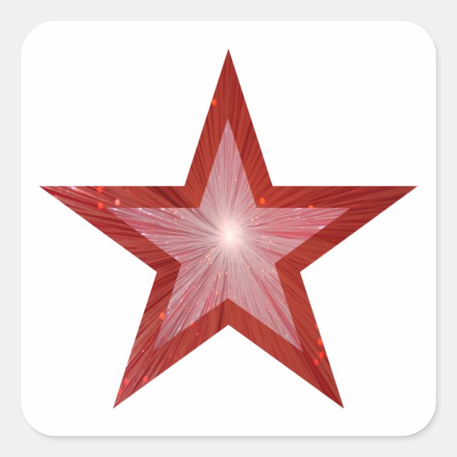 Adesivo Quadrado Pau quadrado da Estrela Vermelha branco (Frente)