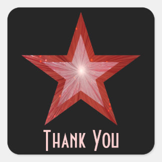 Adesivo Quadrado Pau quadrado "Obrigado" da Estrela Vermelha preto