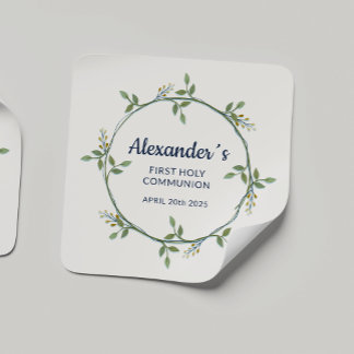 Adesivo Quadrado Pau Quadrado Personalizado - Frasto de Comunhão Fl