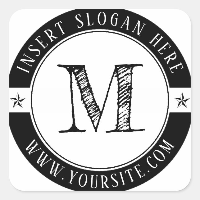 Adesivo Quadrado Pau Quadrado Quadrado do Monograma de Negócios Per (Frente)