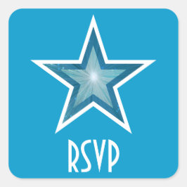 Adesivo Quadrado Pau quadrado RSVP da Estrela Azul azul