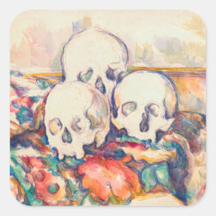 Adesivo Quadrado Paul Cezanne - A Aquarela de Três Crânios