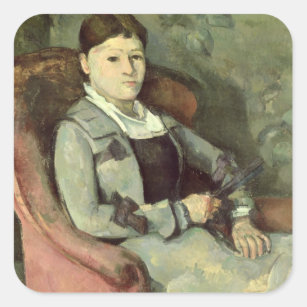 Adesivo Quadrado Paul Cezanne   a esposa do artista em uma