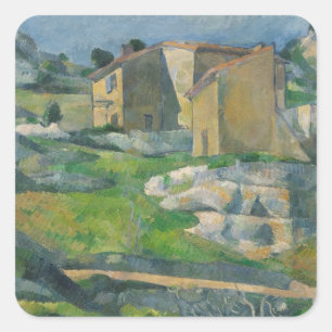 Adesivo Quadrado Paul Cezanne   Casas da Provença: Riaux V